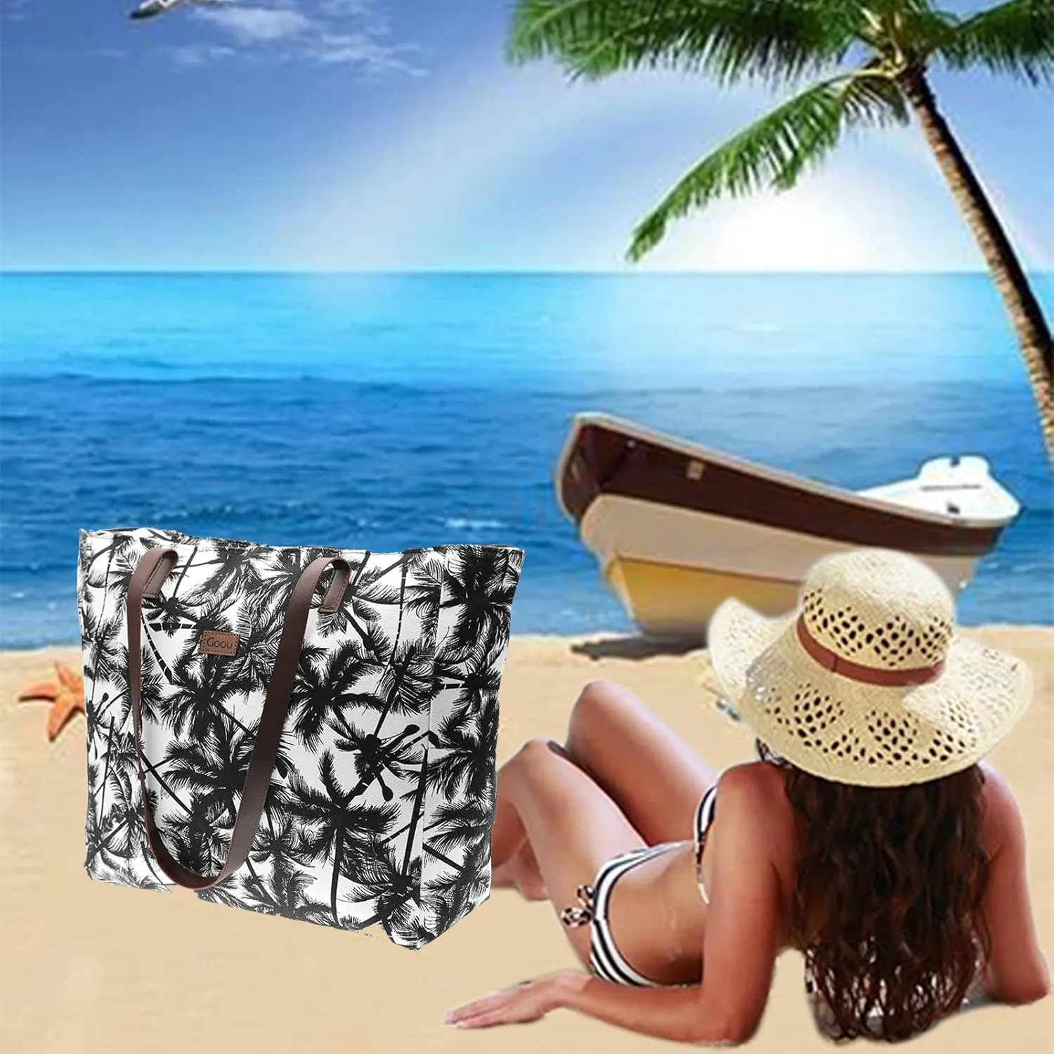 We We Summer Beach bags for Women Large Beach Tote Bag Pool Beach Towel Bags Daily Bags for Travel Gym