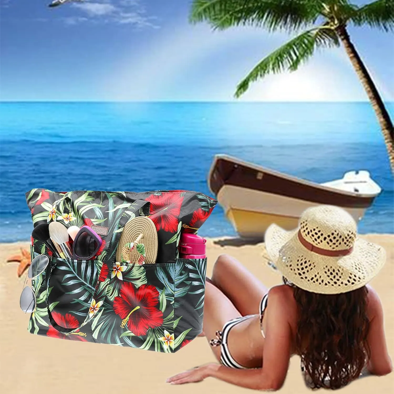 We We Summer Beach bags for Women Large Beach Tote Bag Pool Beach Towel Bags Daily Bags for Travel Gym