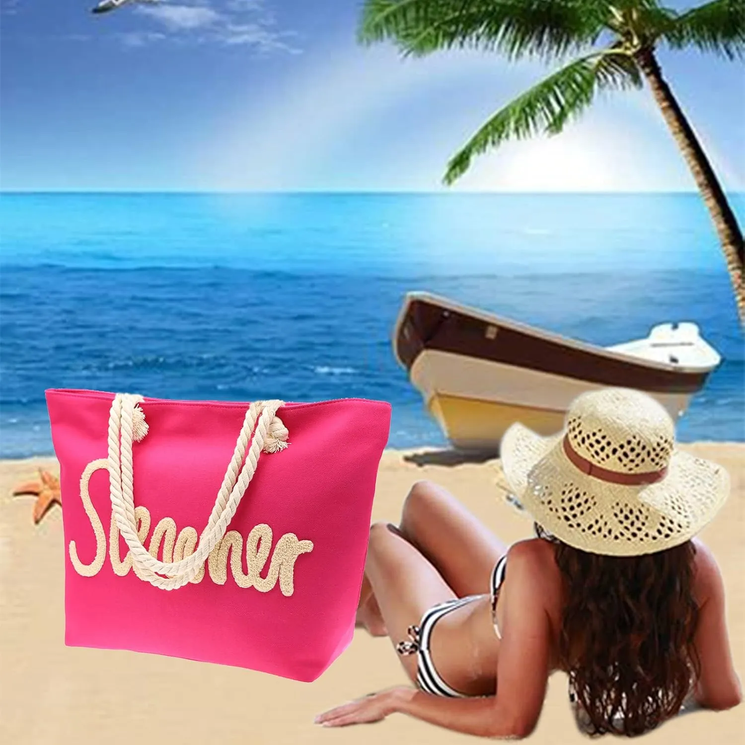 We We Summer Beach bags for Women Large Beach Tote Bag Pool Beach Towel Bags Daily Bags for Travel Gym