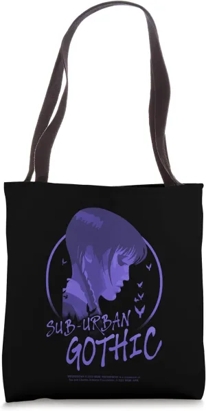 Wednesday Sub-Urban Gothic Girl Sideview Raven Portrait Tote Bag
