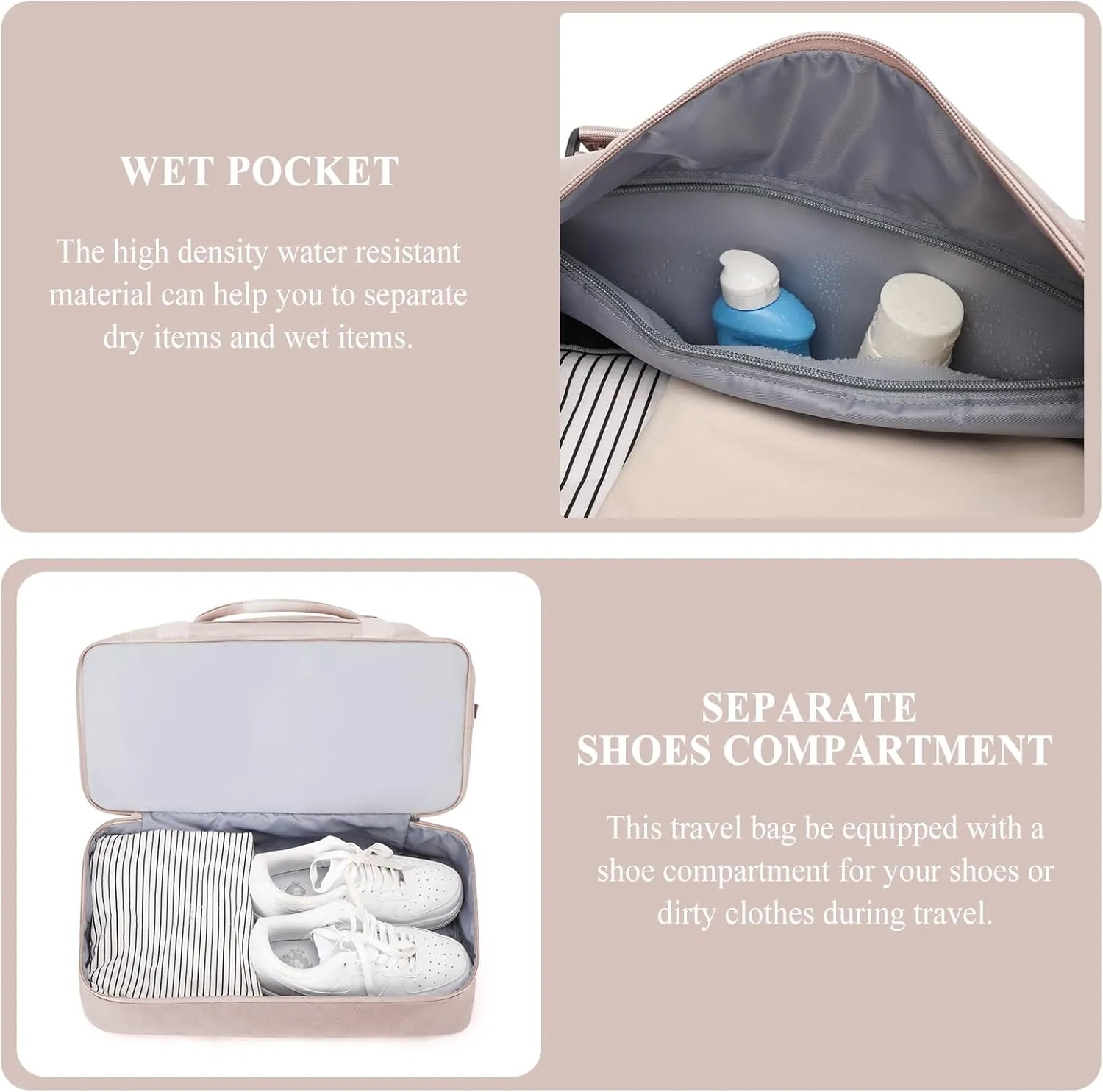Weekender Bags for Women, Carry on Overnight Weekend Travel Duffel Bag with Shoes Compartment &Toiletry Bag, Personal Item Bag for Travel Business Trips Sport Hospital
