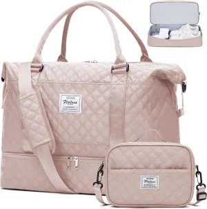 Weekender Bags for Women, Carry on Overnight Weekend Travel Duffel Bag with Shoes Compartment &Toiletry Bag, Personal Item Bag for Travel Business Trips Sport Hospital