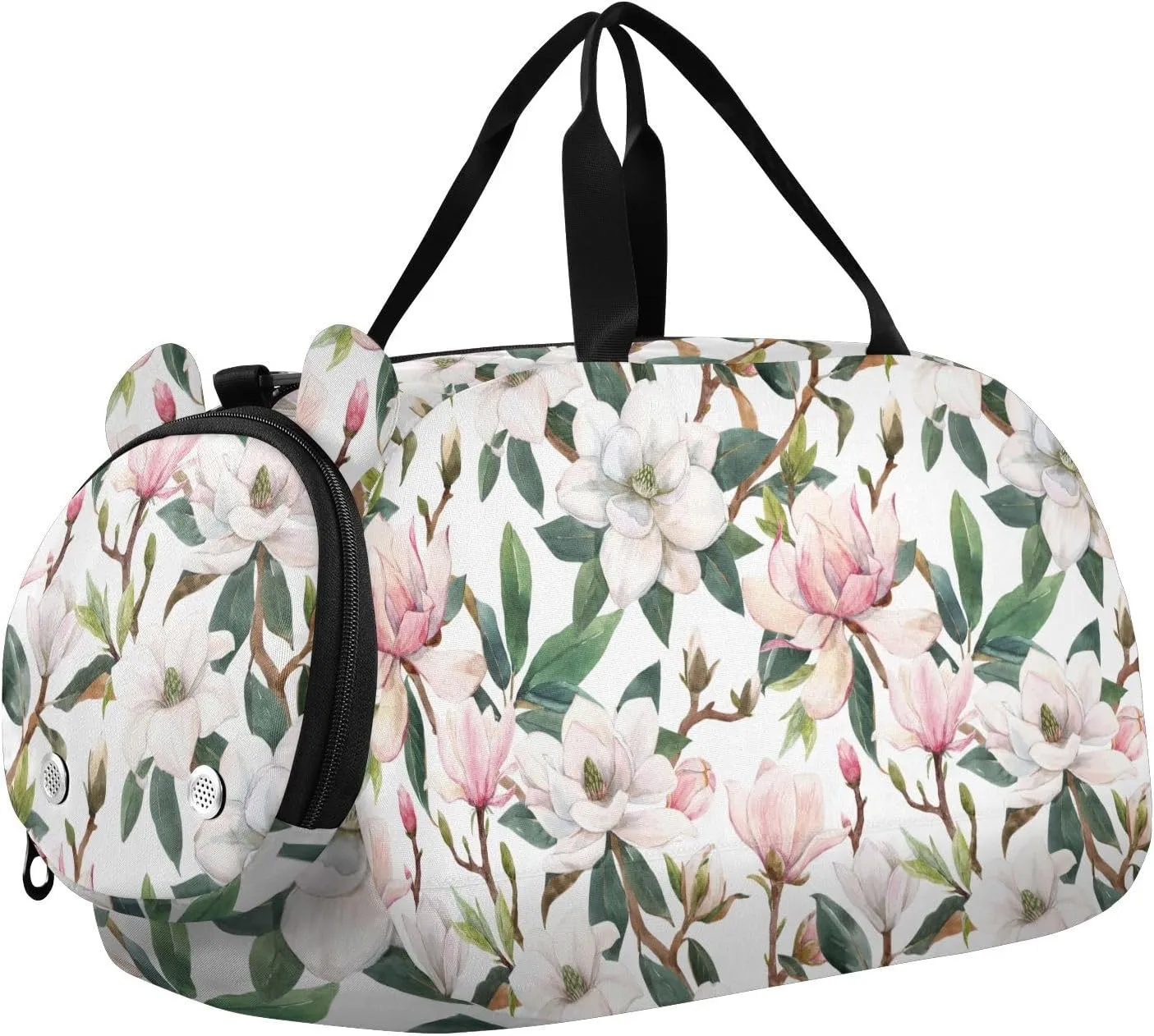 White and Pink Magnolia Flowers Duffel Bags for Boys Small Gym Bags for Teens Dance Bag for Girls