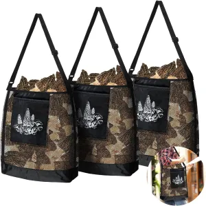 Woanger 3 Pcs Mushroom Foraging Hunting Bags Black Mesh Mushroom Harvesting Gathering Collecting Adjustable Picking Bag with Pouch Crossbody for Fruit Vegetable Hiking Camping