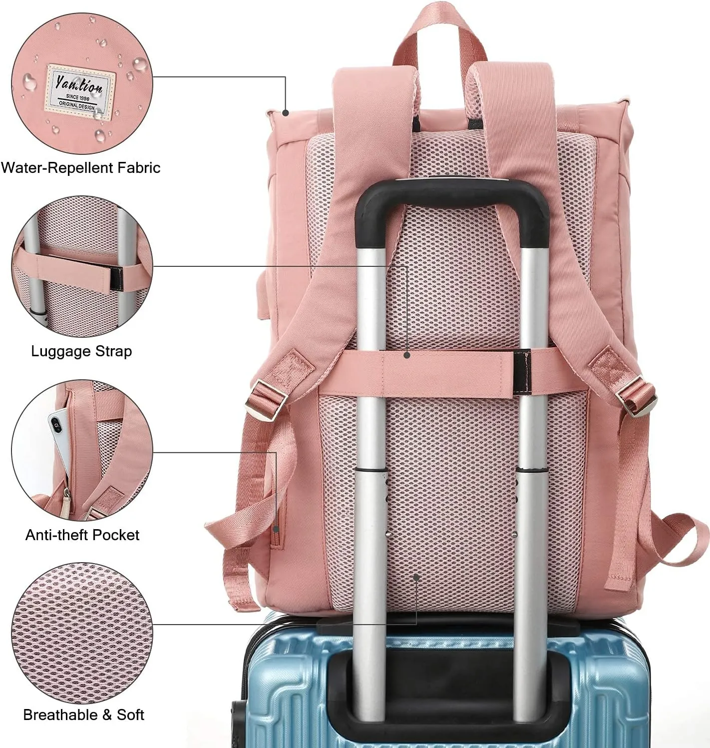 Women Backpack School Bags for Teen Girls,College Student Bookbag for 17 Inch Laptop,Work Backpack Gym Backpack Computer Backpack with USB Charging Port