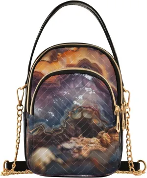 Women Crossbody Sling Bags Quartz Section Print, Compact Fashion Handbags Purse with Chain Strap Top handle for Evening Party Dating Travel