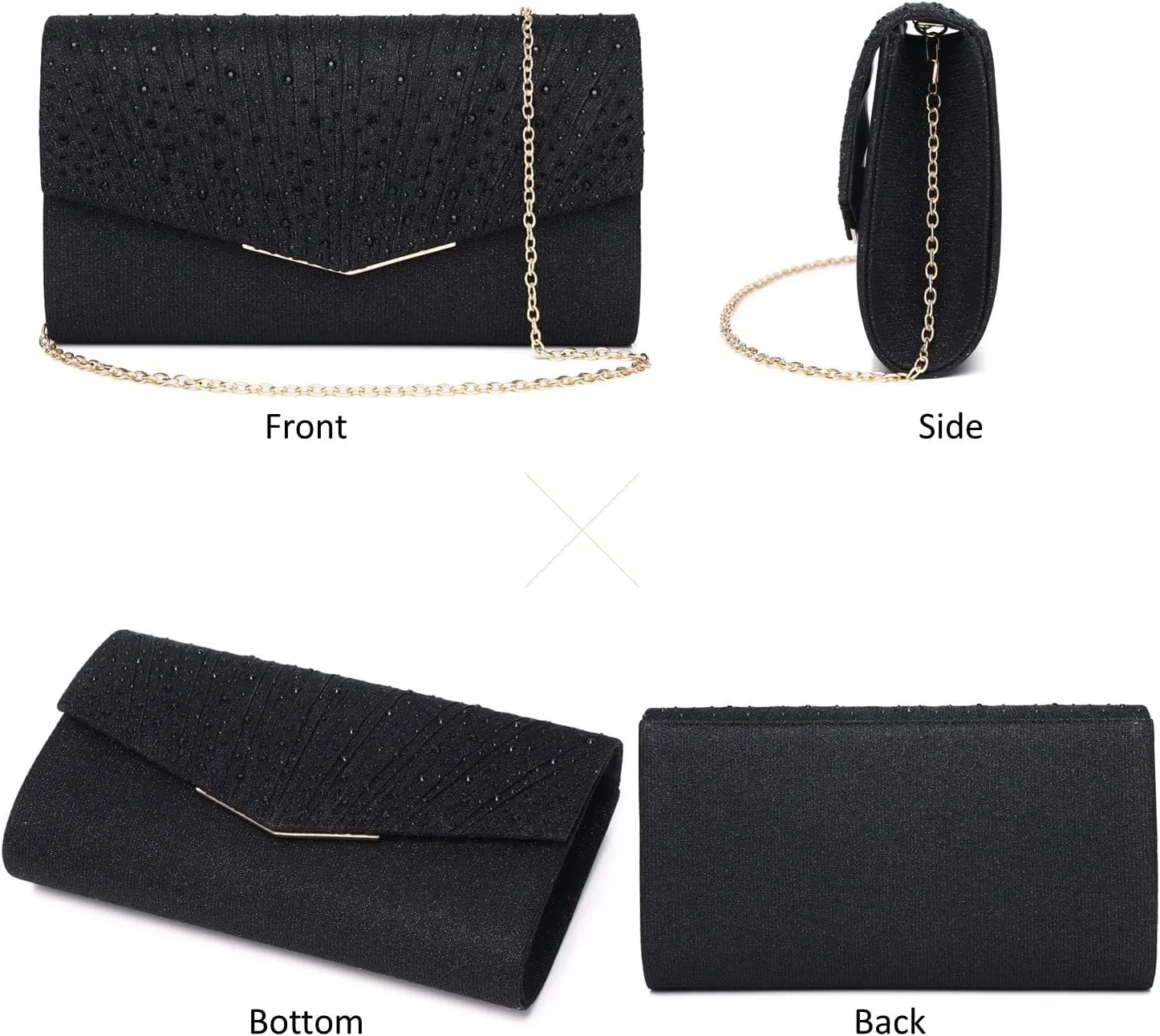 Women Evening Bags Glitter Sequins Clutch Purses for Women Shiny Envelope Handbag Formal Wedding Party Prom Purse