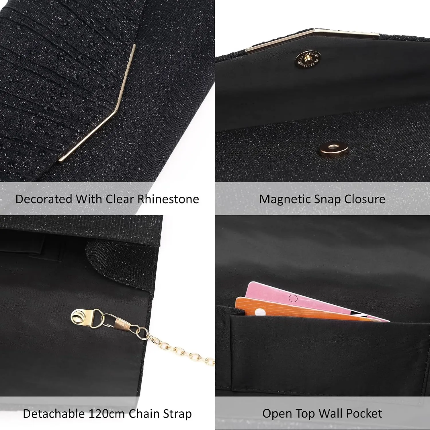 Women Evening Bags Glitter Sequins Clutch Purses for Women Shiny Envelope Handbag Formal Wedding Party Prom Purse