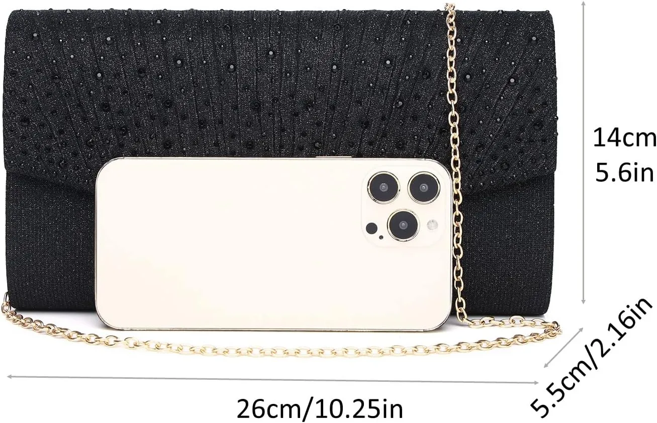 Women Evening Bags Glitter Sequins Clutch Purses for Women Shiny Envelope Handbag Formal Wedding Party Prom Purse
