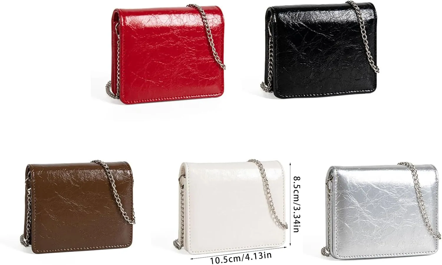 Women Fashion Small Purse Evening Bag with Crossbody Chain PU Leather Portable Coin Purse Lipsticks Earphone Organizers