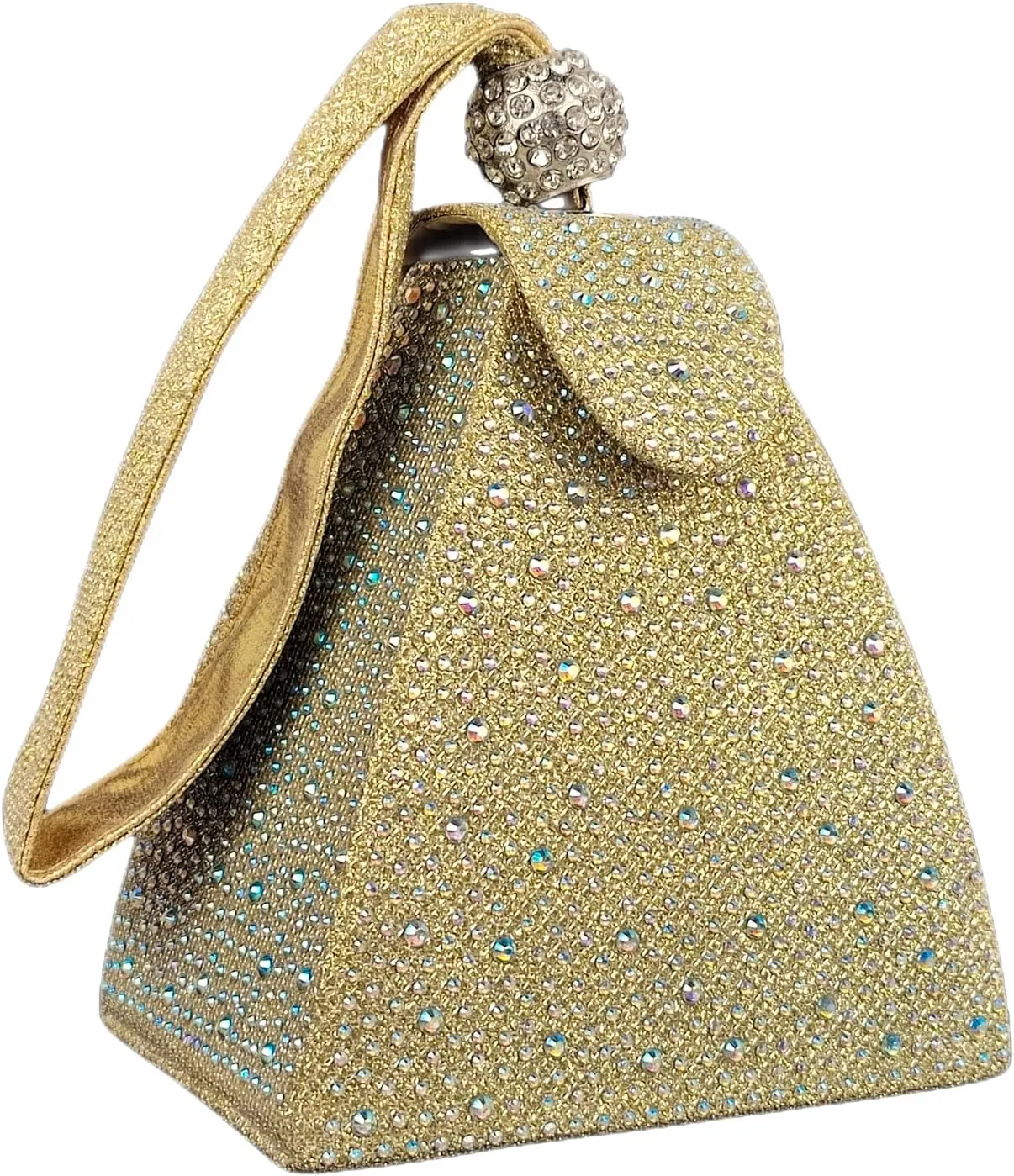 Women Rhinestone Unique Evening Bag Triangle Handbag Wristlet Clutch Purse Wrist Bag