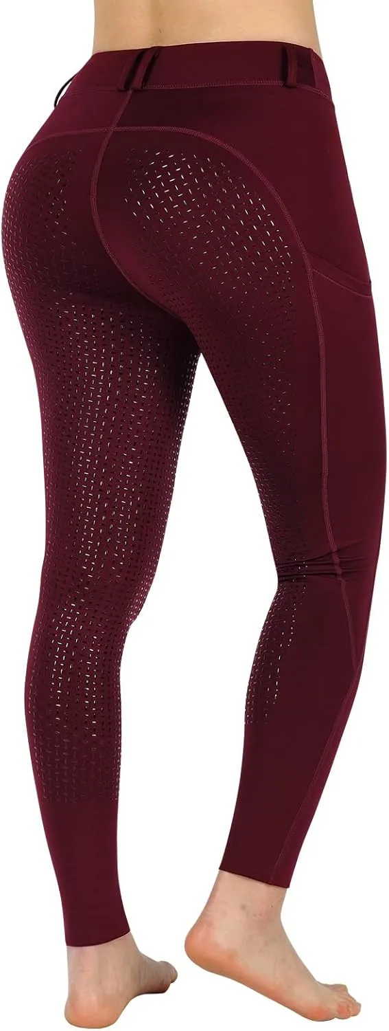 Women Riding Tights Pockets,Women Training Breeches Pants with Silicone Grip