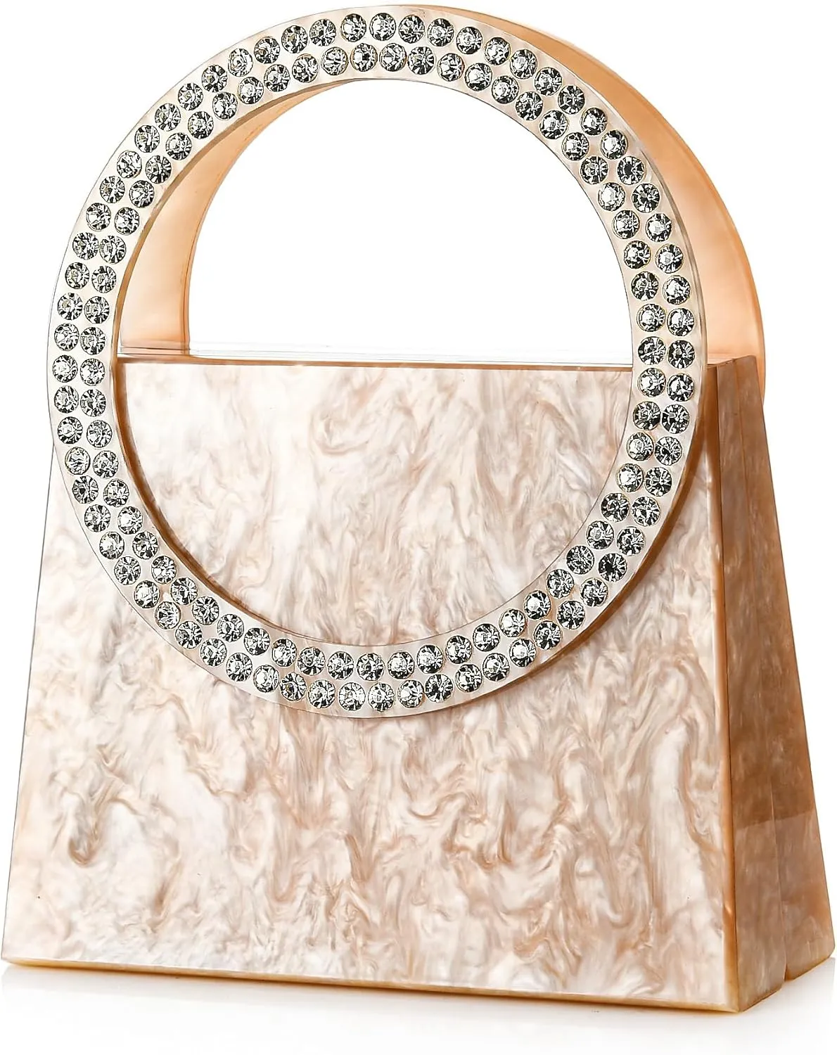 Women Shiny Acrylic Evening Clutch Bag Glitter Marbling Pattern Unique Formal Handbag For Wedding Party Banquets