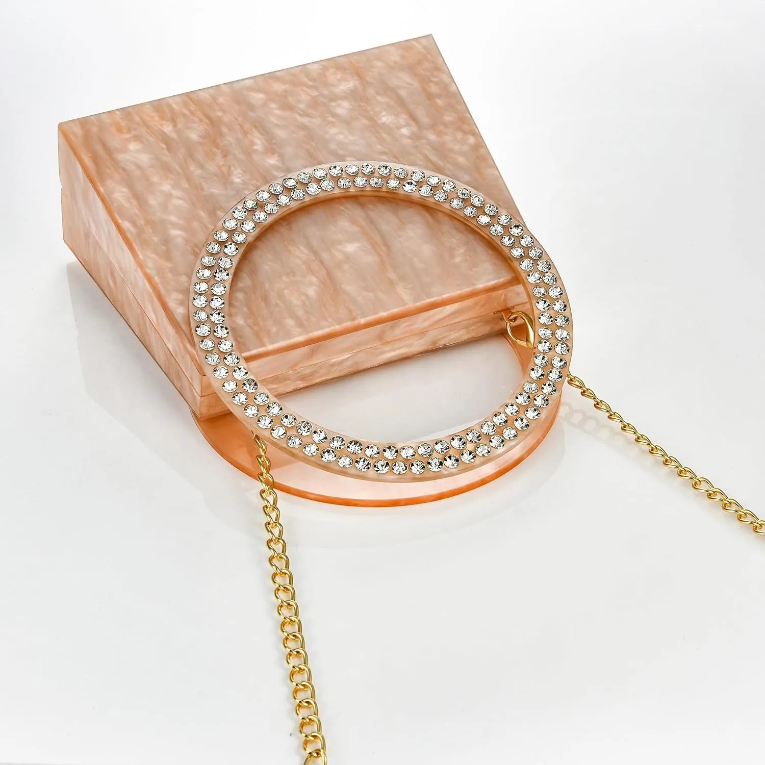 Women Shiny Acrylic Evening Clutch Bag Glitter Marbling Pattern Unique Formal Handbag For Wedding Party Banquets