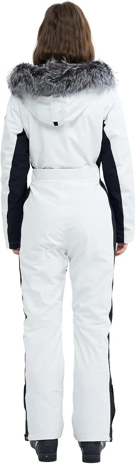 Women Ski Suit One Piece Snow Jumpsuit Snow Stretchy Outfit Snowboard Onesie Insulated Waterproof Winter Warm