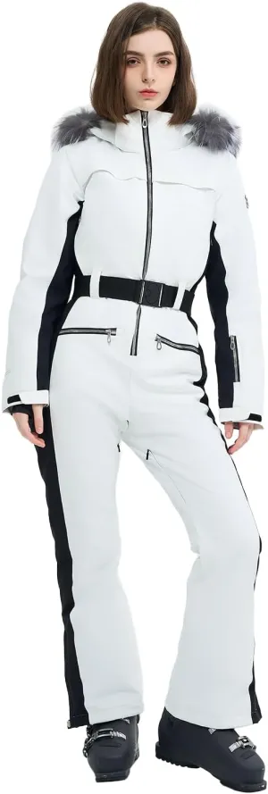Women Ski Suit One Piece Snow Jumpsuit Snow Stretchy Outfit Snowboard Onesie Insulated Waterproof Winter Warm