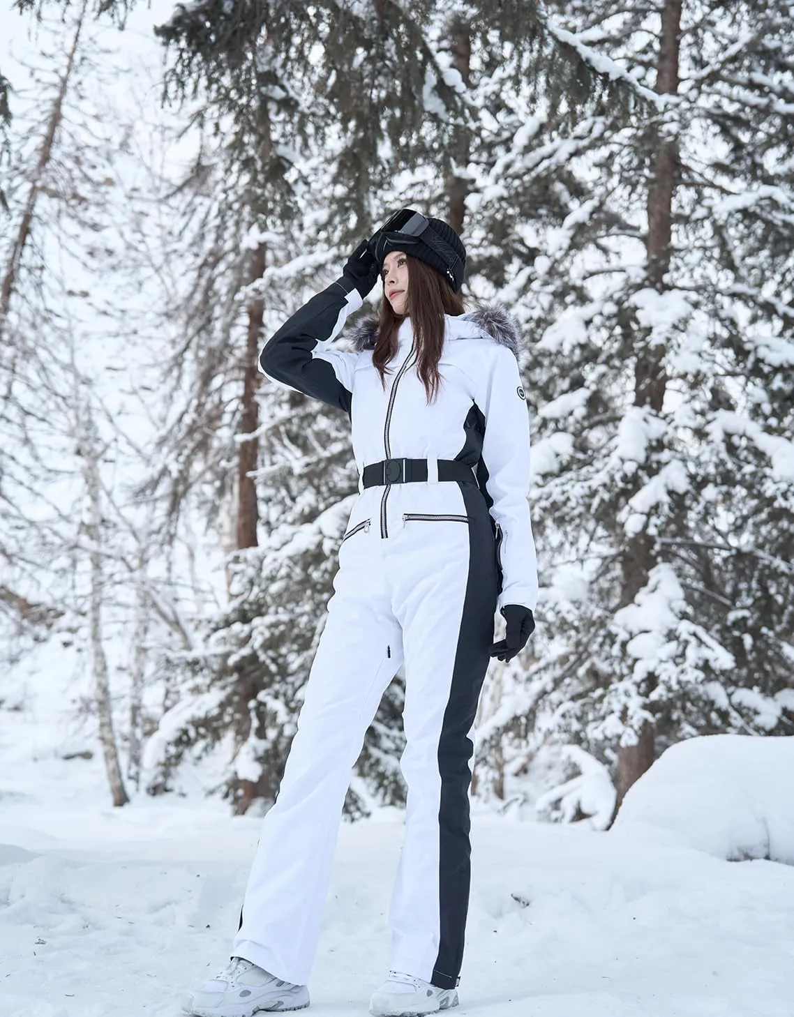 Women Ski Suit One Piece Snow Jumpsuit Snow Stretchy Outfit Snowboard Onesie Insulated Waterproof Winter Warm