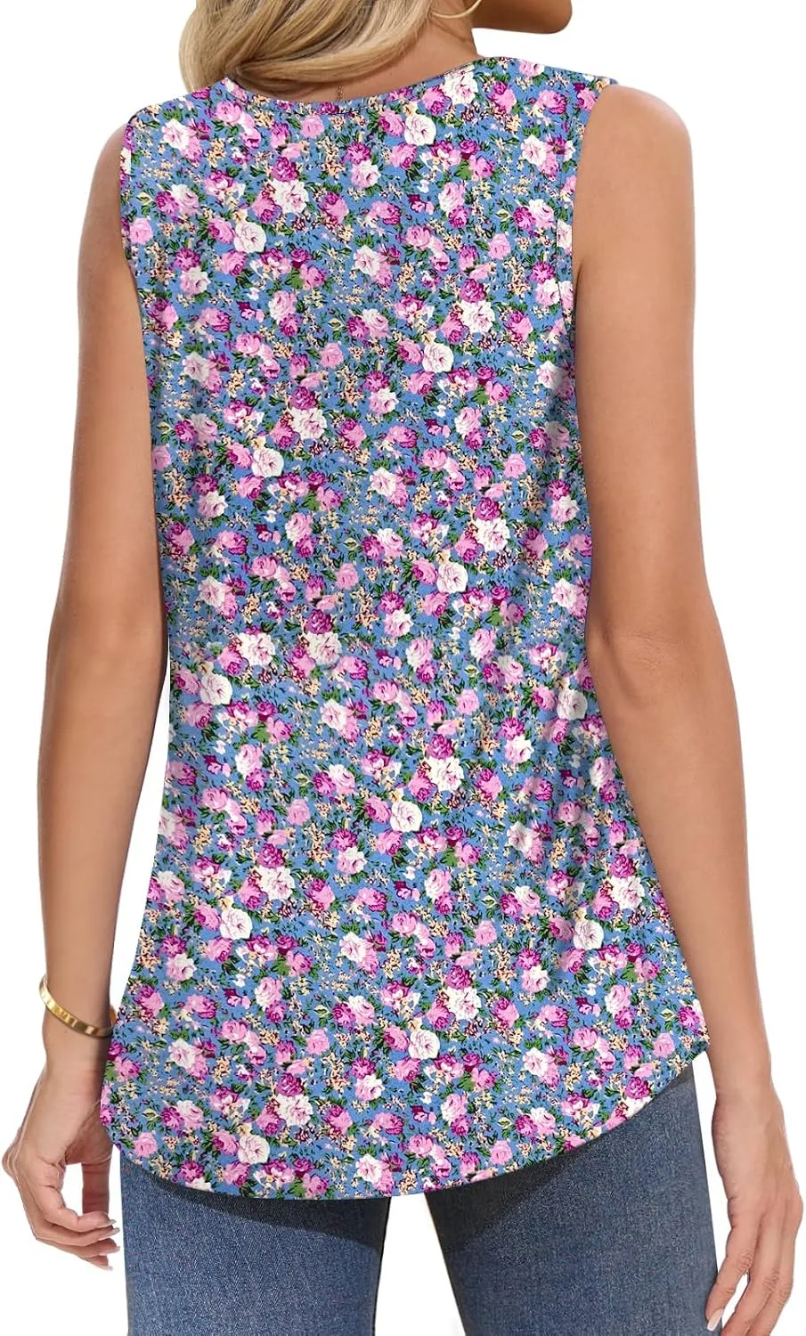 Women Tank Tops Summer Square Neck Sleeveless Tops Loose Fit Flowy Cute Casual Shirts S-3X