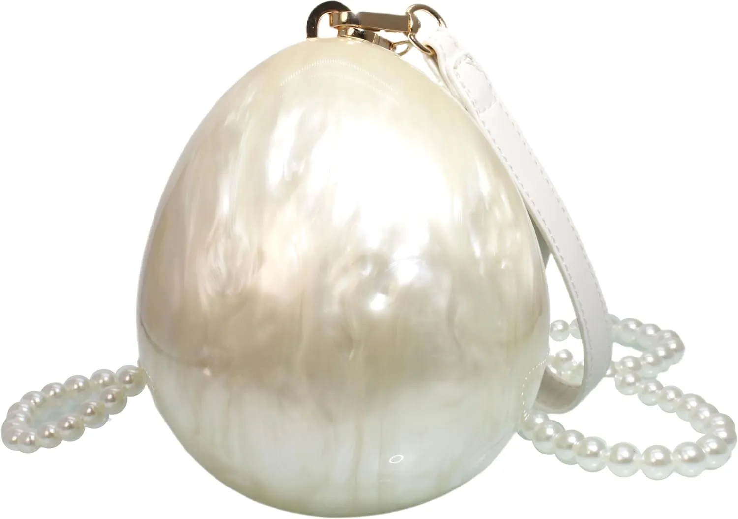 Women Trendy Acrylic Evening Clutch Glitter Marble Purse Banquet Party Prom Handbag with Pearl Chain