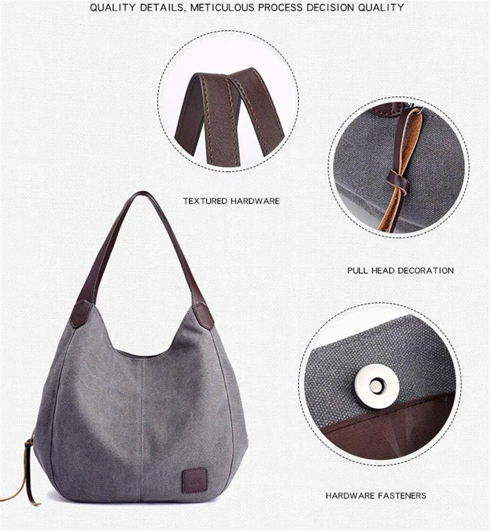 Women's Bags-Fashionable Wild Korean Shoulder Bag Multi Compartment Canvas Bag (Color : Army Green, Size : One Size)