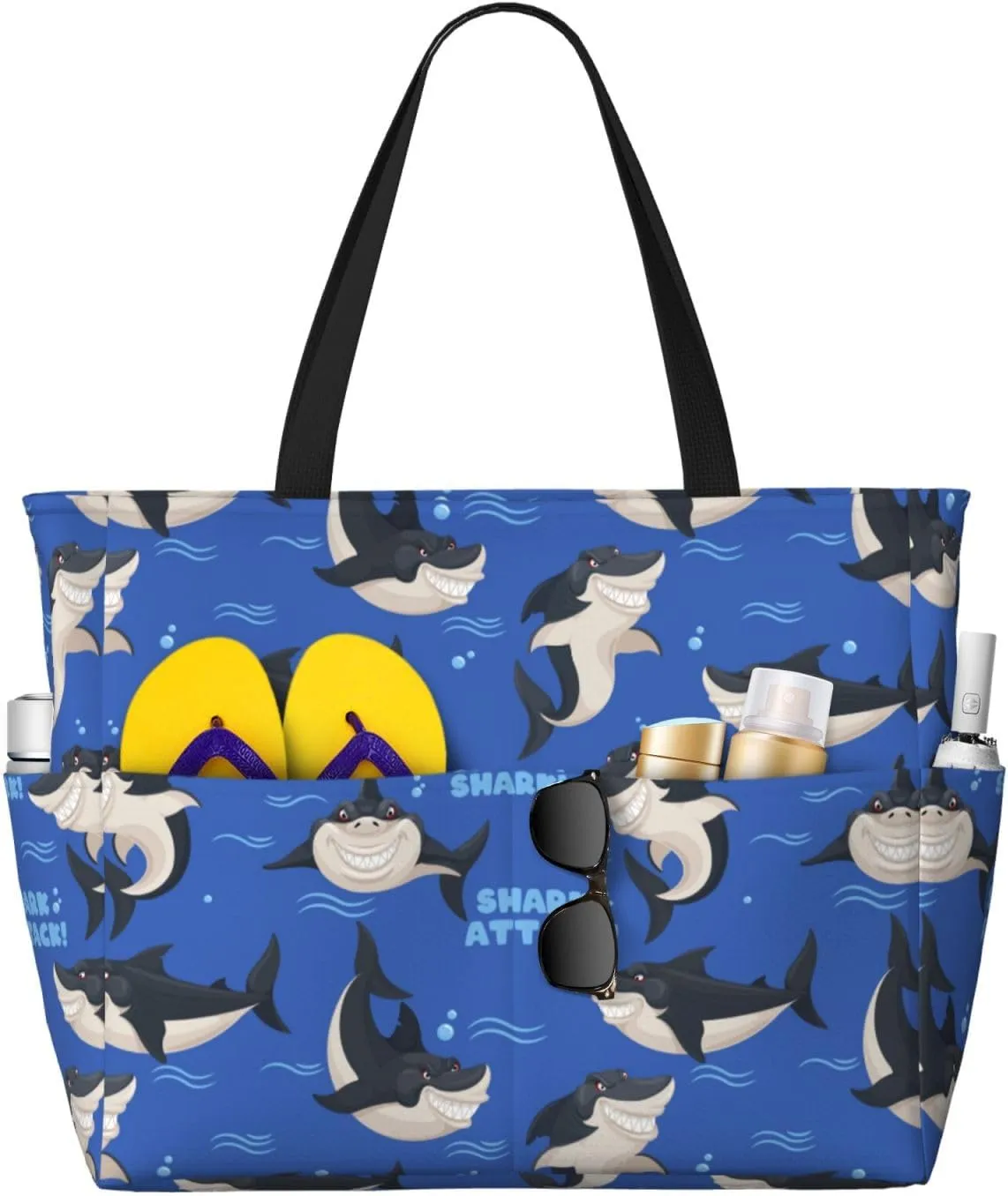 Women's Beach Travel Bags Large Waterproof Tote Bag with Pockets Sandproof Handbag for Beach Gym Vacation