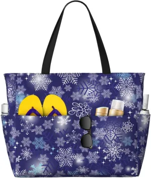 Women's Beach Travel Bags Large Waterproof Tote Bag with Pockets Sandproof Handbag for Beach Gym Vacation