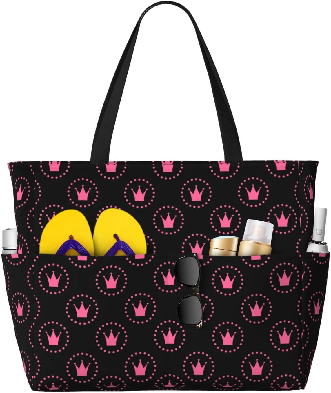 Women's Beach Travel Bags Large Waterproof Tote Bag with Pockets Sandproof Handbag for Beach Gym Vacation