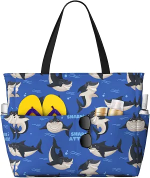 Women's Beach Travel Bags Large Waterproof Tote Bag with Pockets Sandproof Handbag for Beach Gym Vacation