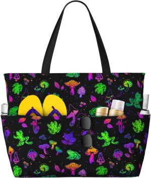 Women's Beach Travel Bags Large Waterproof Tote Bag with Pockets Sandproof Handbag for Beach Gym Vacation