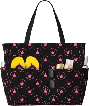 Women's Beach Travel Bags Large Waterproof Tote Bag with Pockets Sandproof Handbag for Beach Gym Vacation