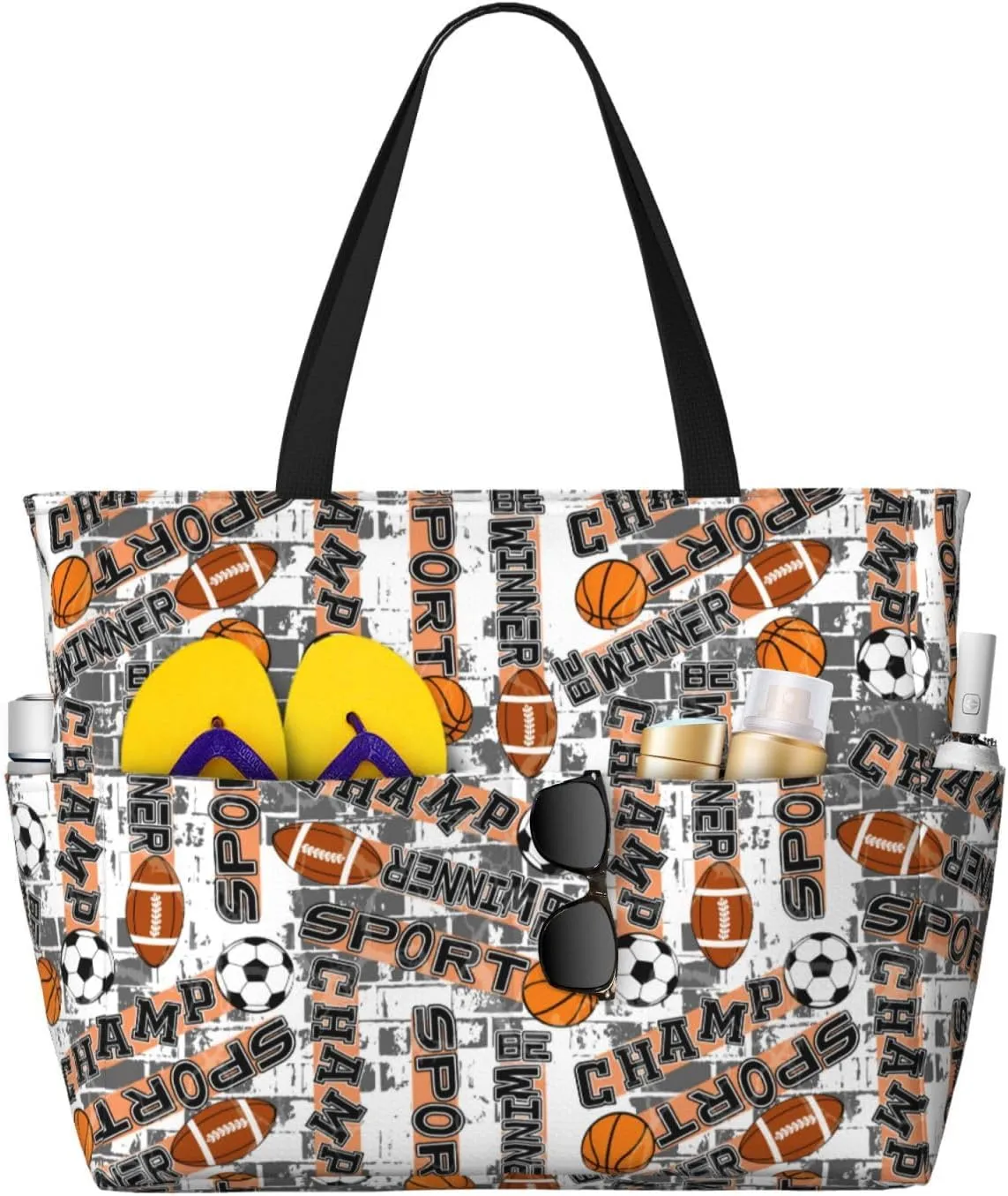 Women's Beach Travel Bags Large Waterproof Tote Bag with Pockets Sandproof Handbag for Beach Gym Vacation
