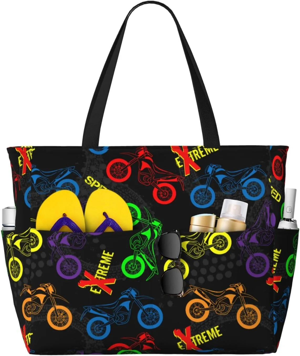 Women's Beach Travel Bags Large Waterproof Tote Bag with Pockets Sandproof Handbag for Beach Gym Vacation