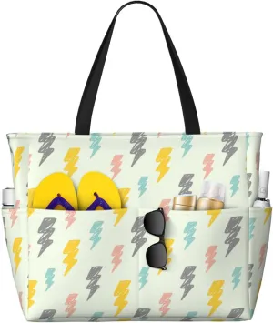 Women's Beach Travel Bags Large Waterproof Tote Bag with Pockets Sandproof Handbag for Beach Gym Vacation