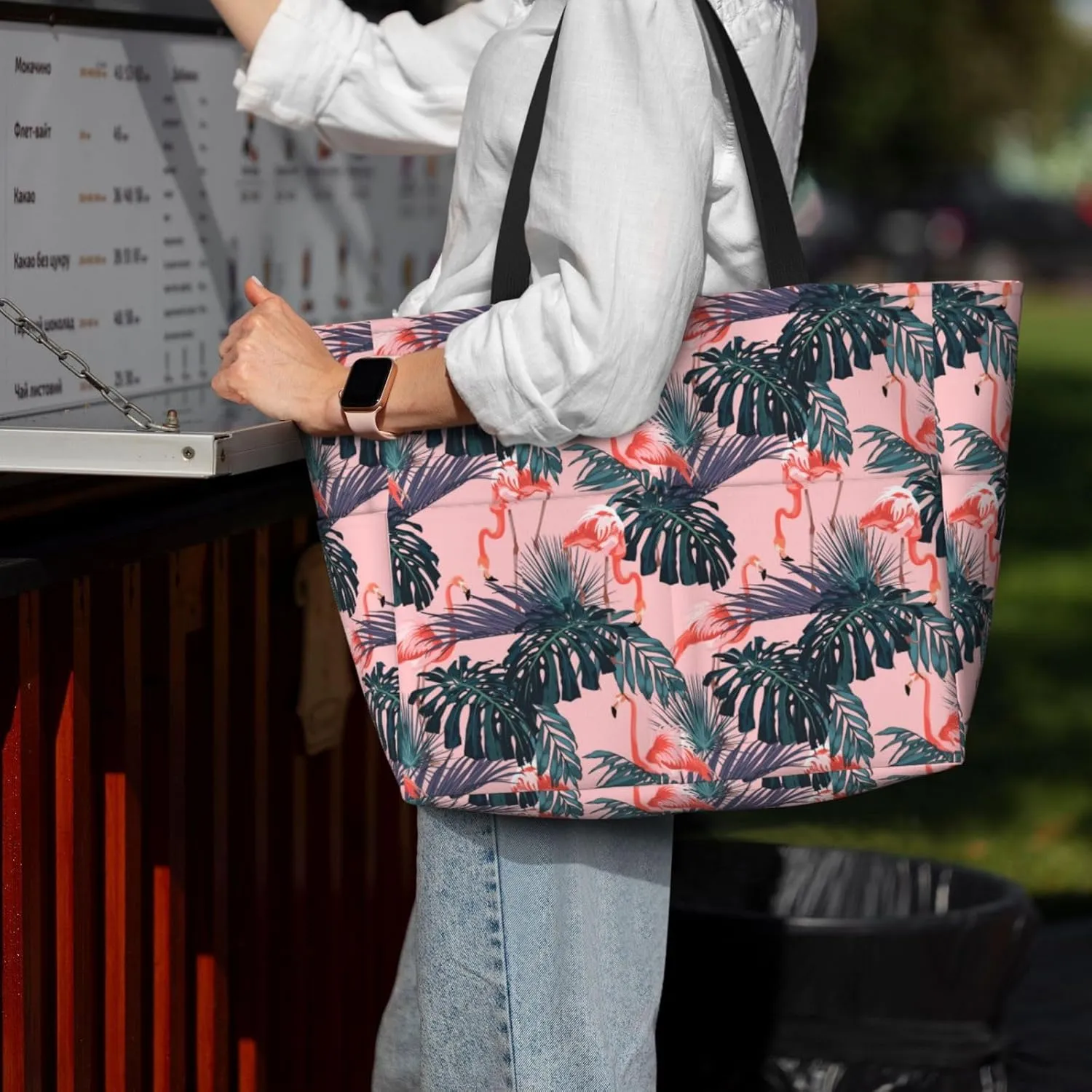 Women's Beach Travel Bags Large Waterproof Tote Bag with Pockets Sandproof Handbag for Beach Gym Vacation