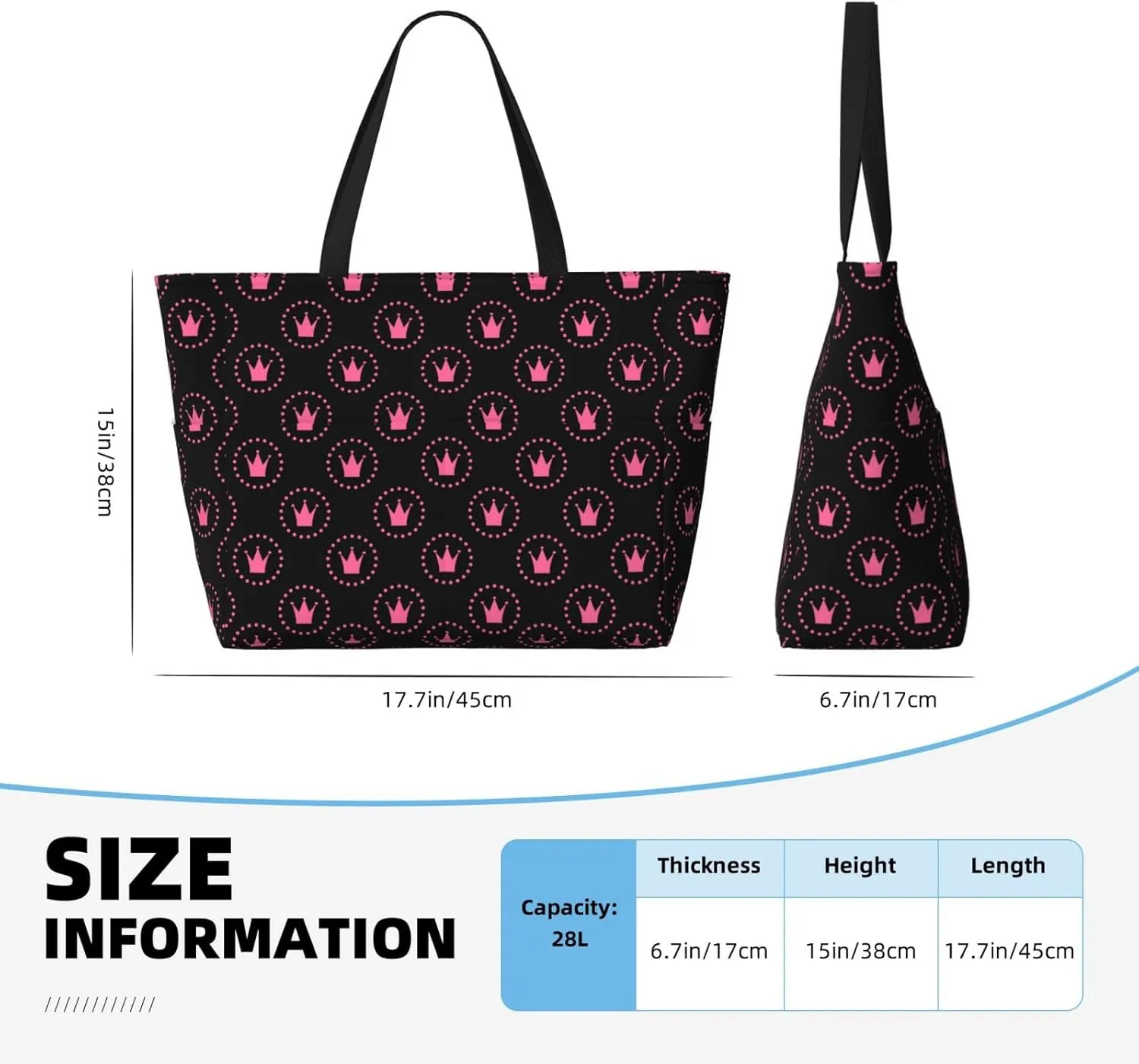 Women's Beach Travel Bags Large Waterproof Tote Bag with Pockets Sandproof Handbag for Beach Gym Vacation