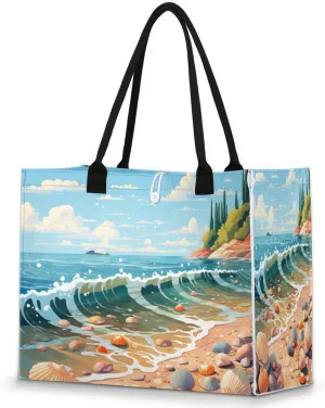 Womens Birthday Gifts Tote Bag Beach Waves Ocean Beach Bags for Women Handbags