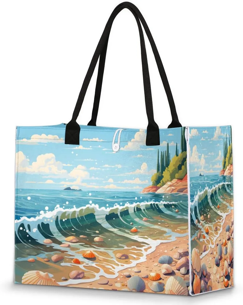 Womens Birthday Gifts Tote Bag Beach Waves Ocean Beach Bags for Women Handbags