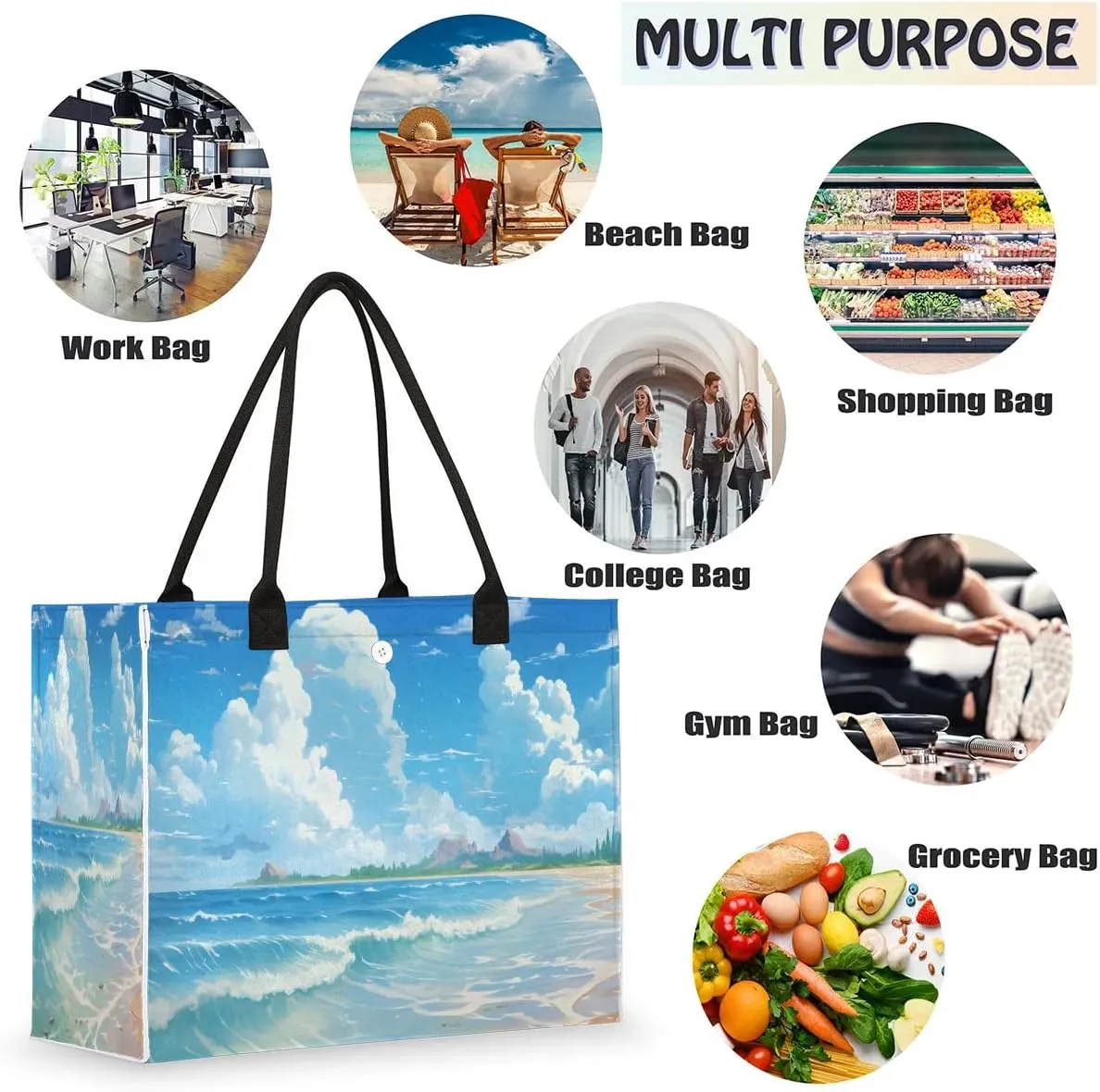 Womens Birthday Gifts Tote Bag Deep Sea Water Beach Bags for Women Handbags