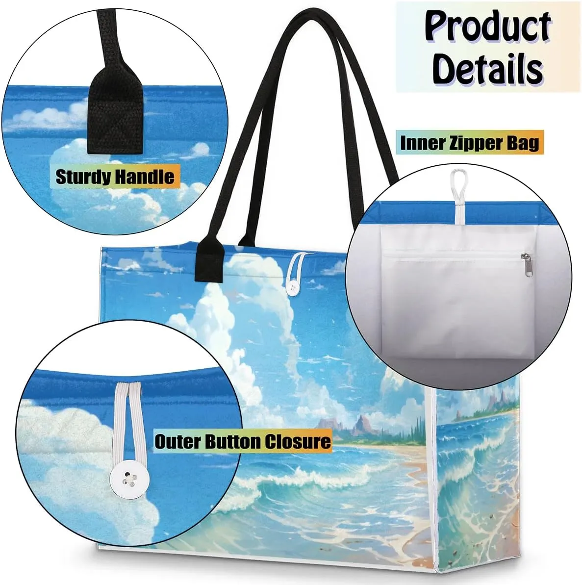 Womens Birthday Gifts Tote Bag Deep Sea Water Beach Bags for Women Handbags