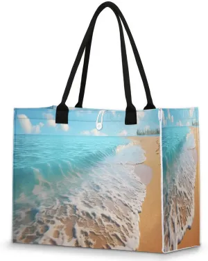 Womens Birthday Gifts Tote Bag Whirl Waves Sea Beach Bags for Women Handbags