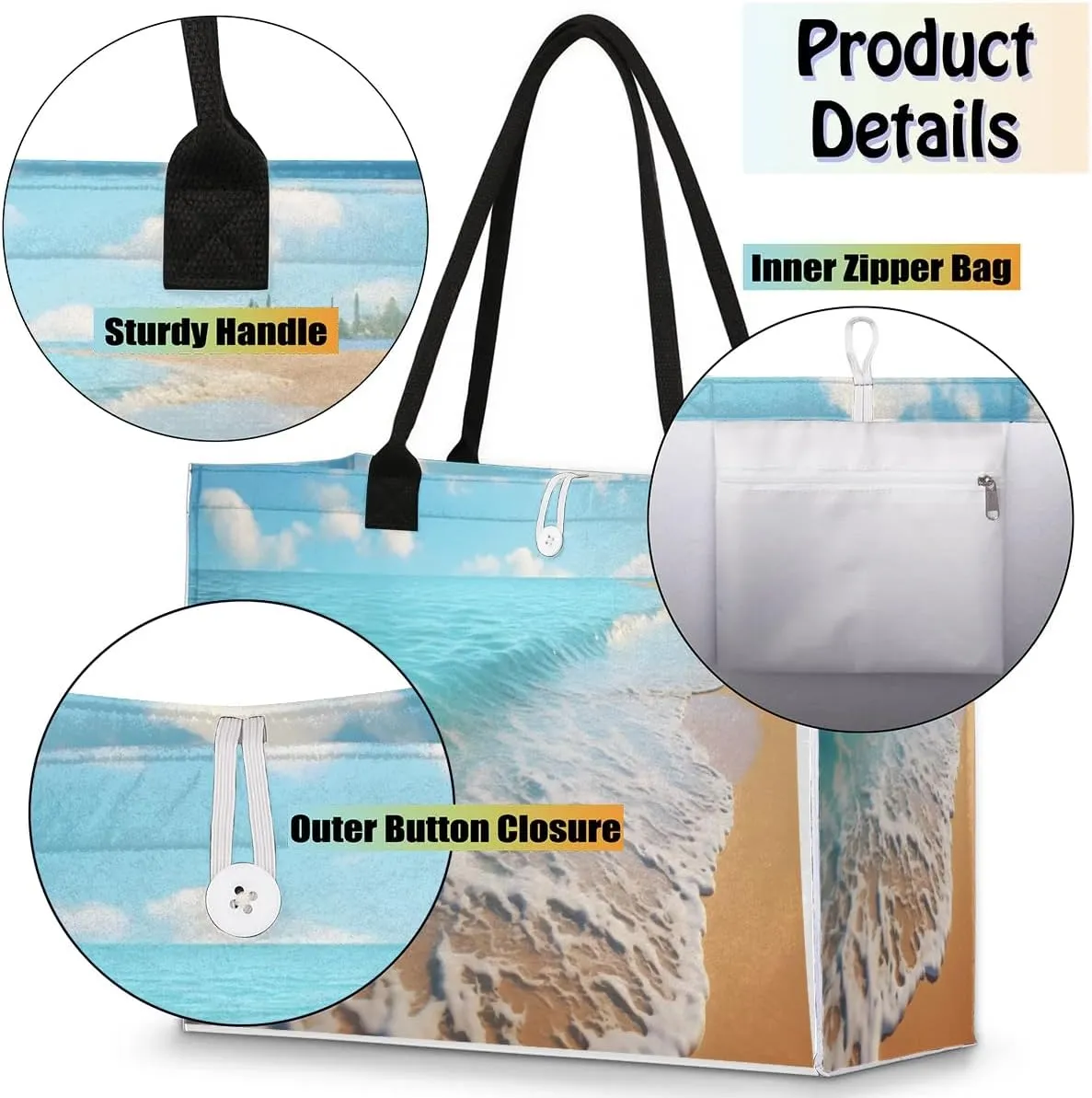 Womens Birthday Gifts Tote Bag Whirl Waves Sea Beach Bags for Women Handbags