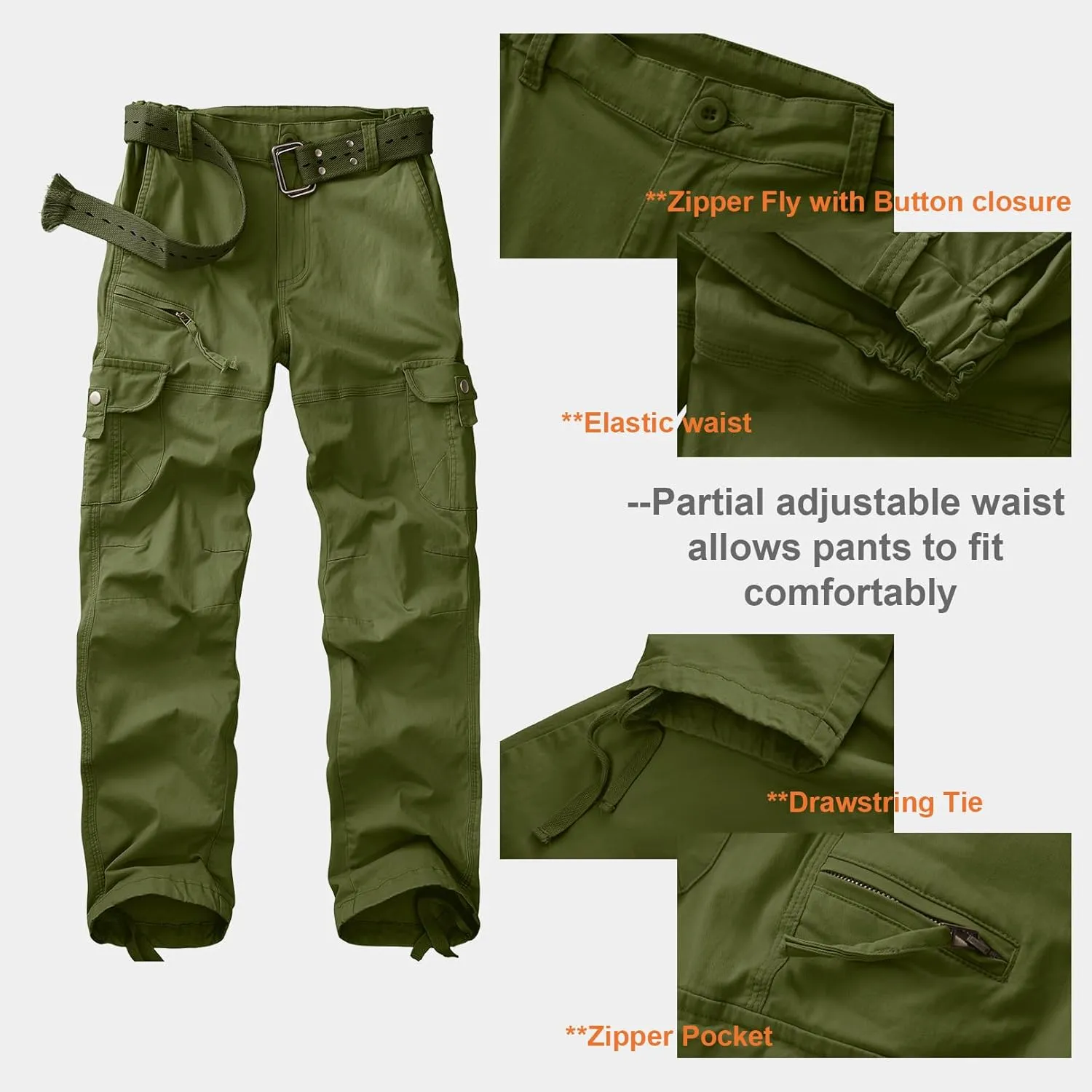 Women's Cargo Pants Casual Y2K Streetwear Cotton Summer Travel Work Hiking Pants with 7 Pockets Combat Tactical