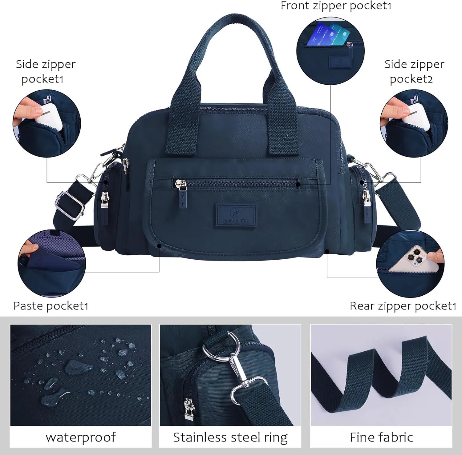 Women's Casual Shoulder Bag, Large Capacity Crossbody Bag, High-Density Nylon Waterproof Travel Wallet