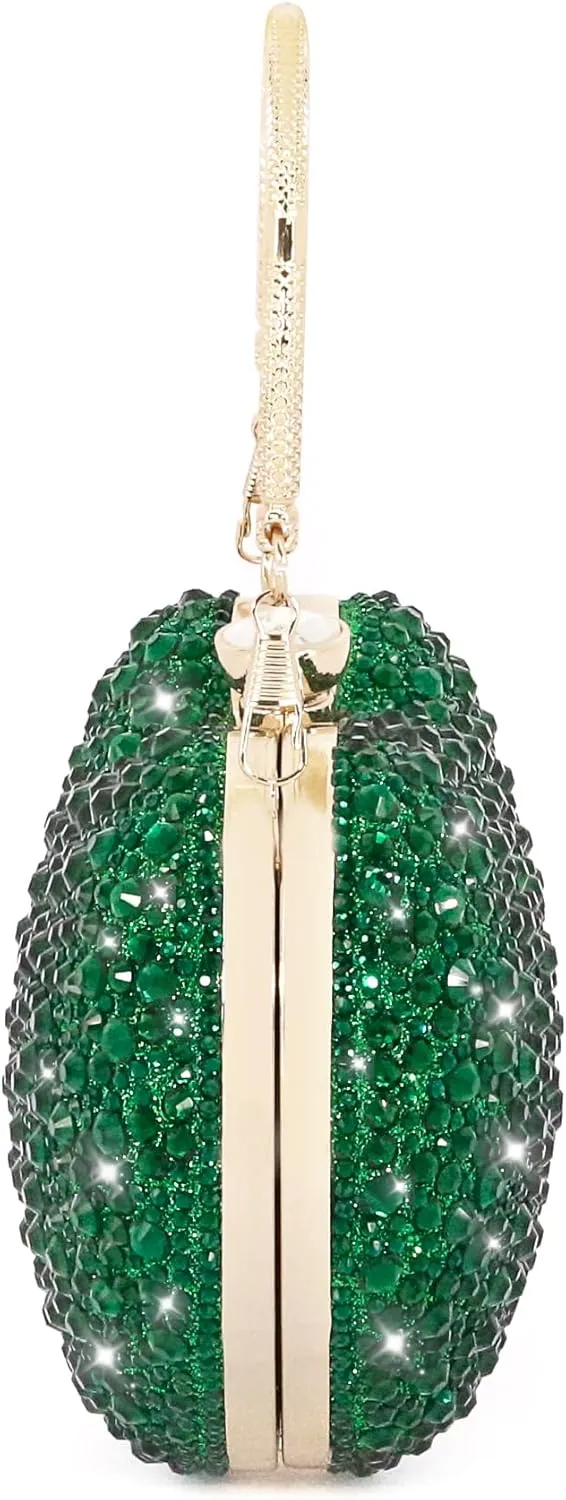 Womens Elegant Heart Type Evening Bag Shiny Rhinestone Clutch Purse Party Wedding Prom Handbag Chain Shoulder Bag
