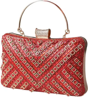 Women's Evening Bag Rhinestone Clutch Bag Bridal Wedding Purse Bling Crystal Shoulder Bag with Detachable Chain