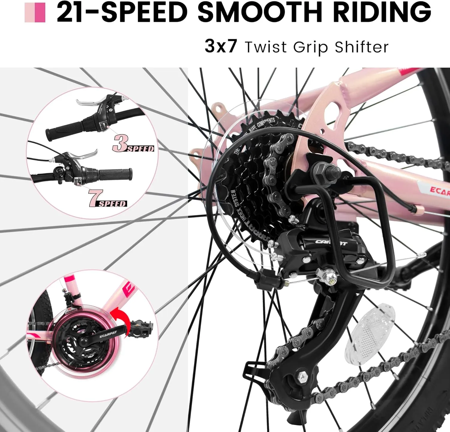Womens' Girls 24/26 Inch Kids Mountain Bikes, 21-Speed Children's Day Gifts for Ages 10  Years Old Bicycles, School Work Daily Commuting Summer Travel Bikes
