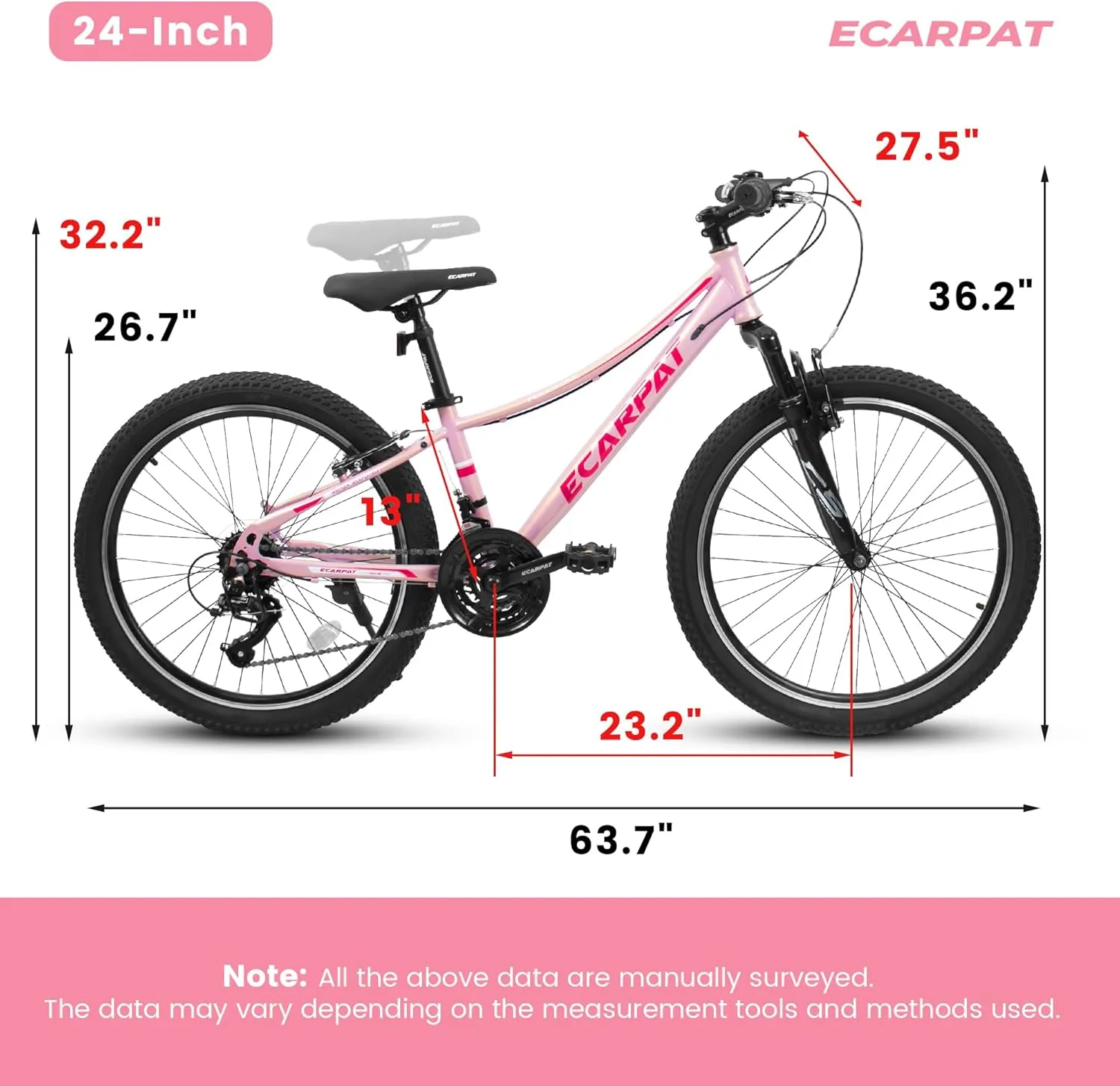 Womens' Girls 24/26 Inch Kids Mountain Bikes, 21-Speed Children's Day Gifts for Ages 10  Years Old Bicycles, School Work Daily Commuting Summer Travel Bikes
