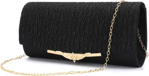 Women's Glitter Envelope Evening Bags Elegant Evening Clutch Shiny Handbag with Floral Buckle for Wedding Party Prom
