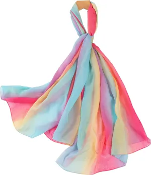 Women's Gradient Rainbow Color Scarf - Large Size Imitation Silk Travel Beach Towel Chiffon