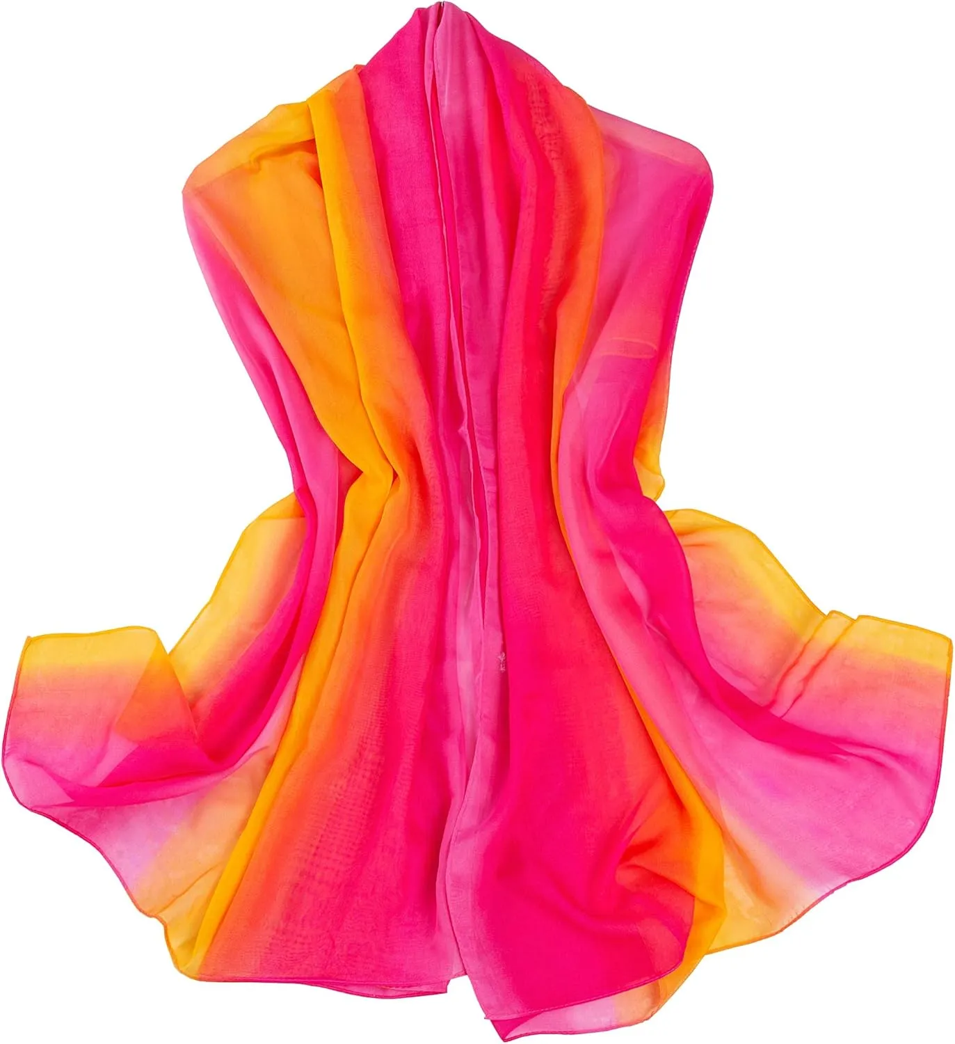 Women's Gradient Rainbow Color Scarf - Large Size Imitation Silk Travel Beach Towel Chiffon